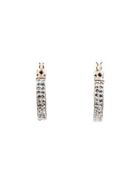 Sterling Silver Clear Crystal 7/8 Inch Hoop Earrings
